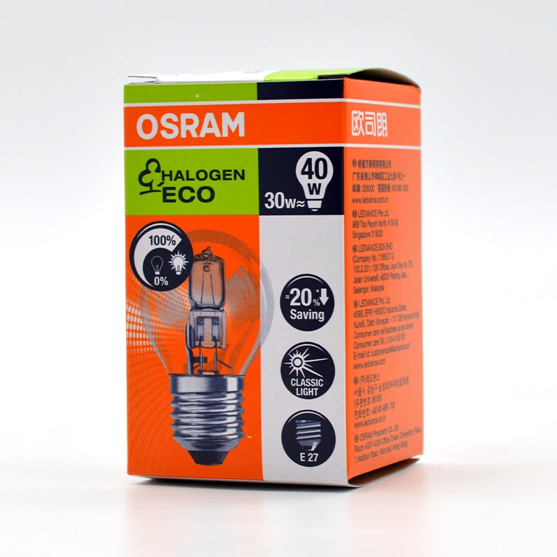 Лампа OSRAMHalogen P высокотемпературная 230 В 30 Вт с регулируемой яркостью E27 энергосберегающая галогенная лампа