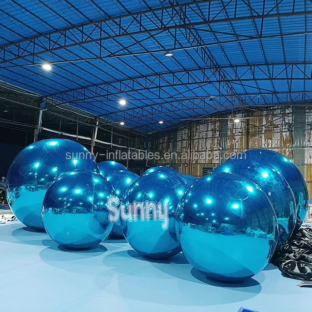 Inflatable Sphere Shiny Inflatable Blue Mirror Ball For Advertising Mirror PVC Inflatable Ball Red Blue Balloon for Promotional