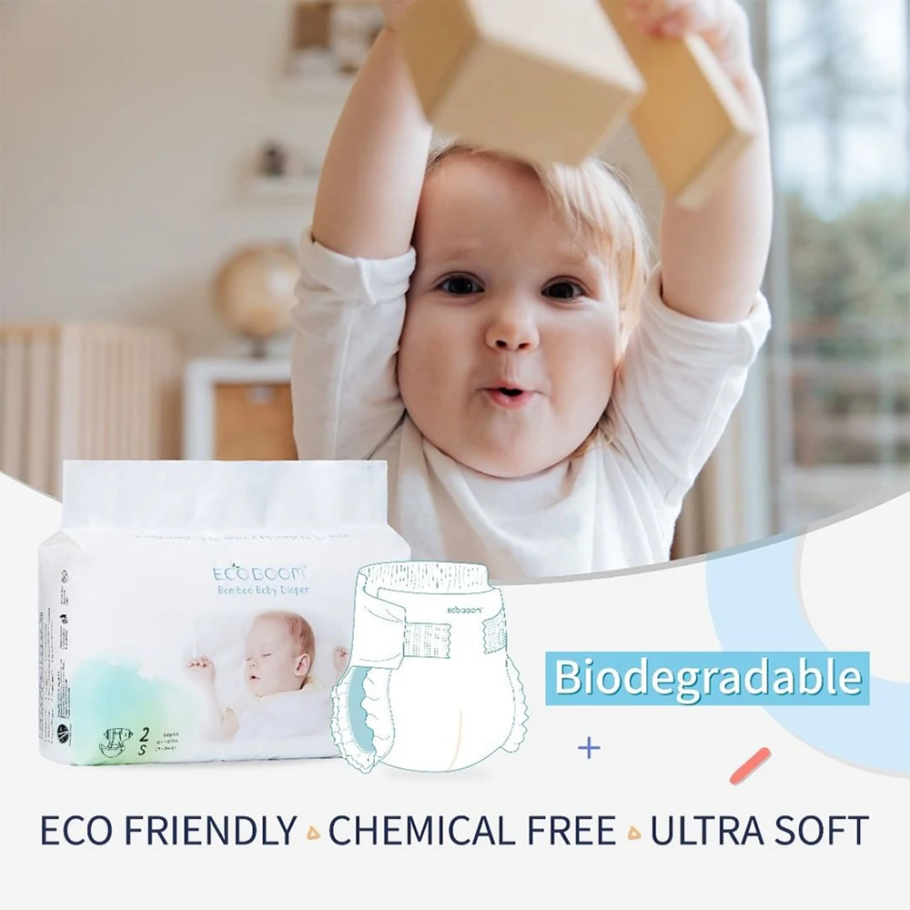 ECO BOOM Dyper bamboo diapers private label organic insert natural diaper disposable biodegradable nappy