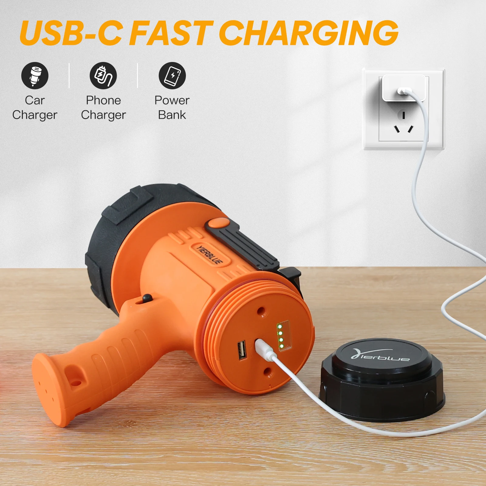 Многофункциональный светодиодный фонарик USB C перезаряжаемый водонепроницаемый прожектор с высококачественным встроенным аккумулятором