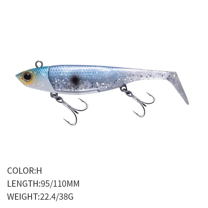 New arrival Artificial 22g 38g jig head soft bait soft jigging rubber lure pesca T tail fishing bass lures swim bait