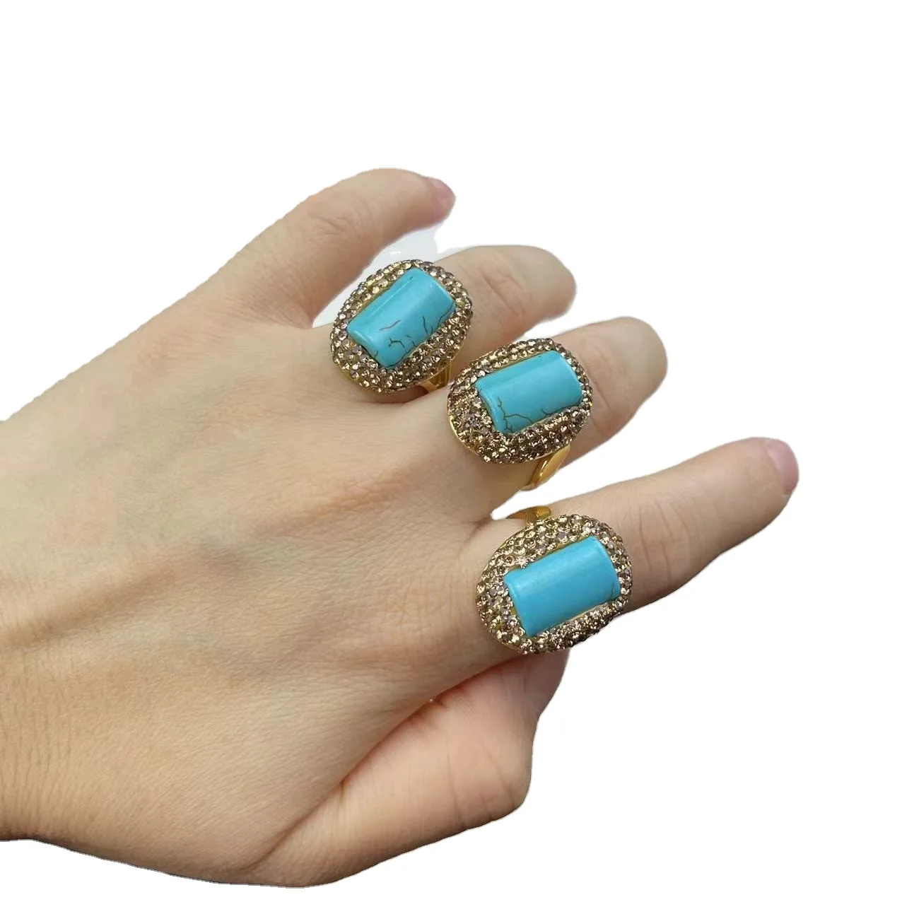 Turquoise small ring new Chinese minority ethnic wind jewelry Tibetan jewelry manufacturers wholesale