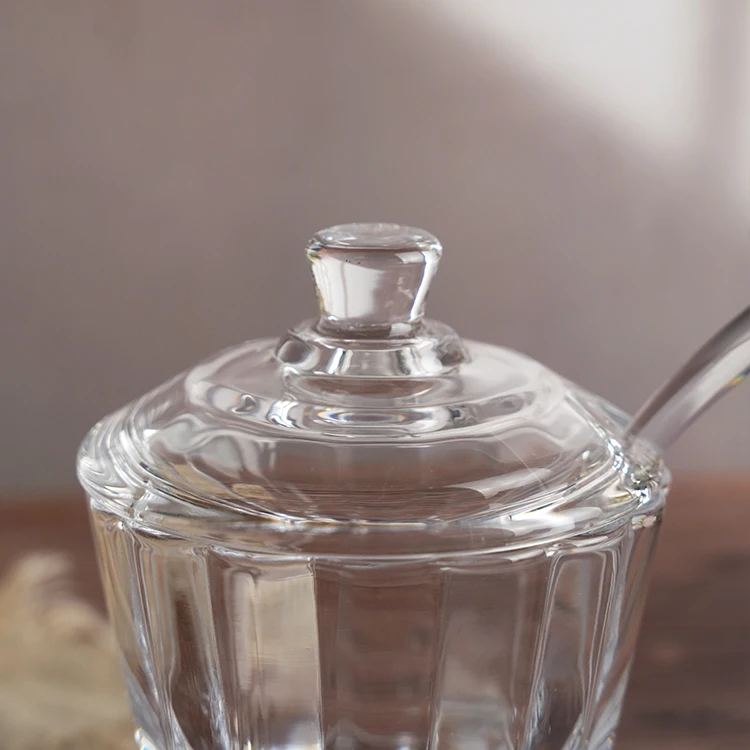 Customized Glassware Clear Glass Candy Bowl Glass Jar for Honey Food Beverage Storage Various Volume for Home Use