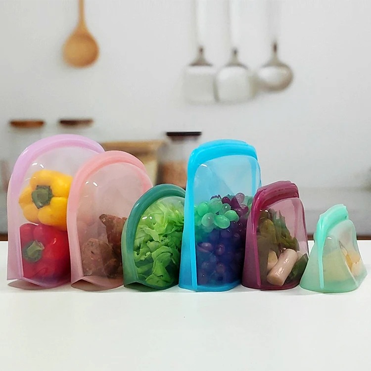 Wholesale Food Grade Heat Resistant 3.5L 2L 1L Reusable Silicone Storage bag Self Sealing Food Bag