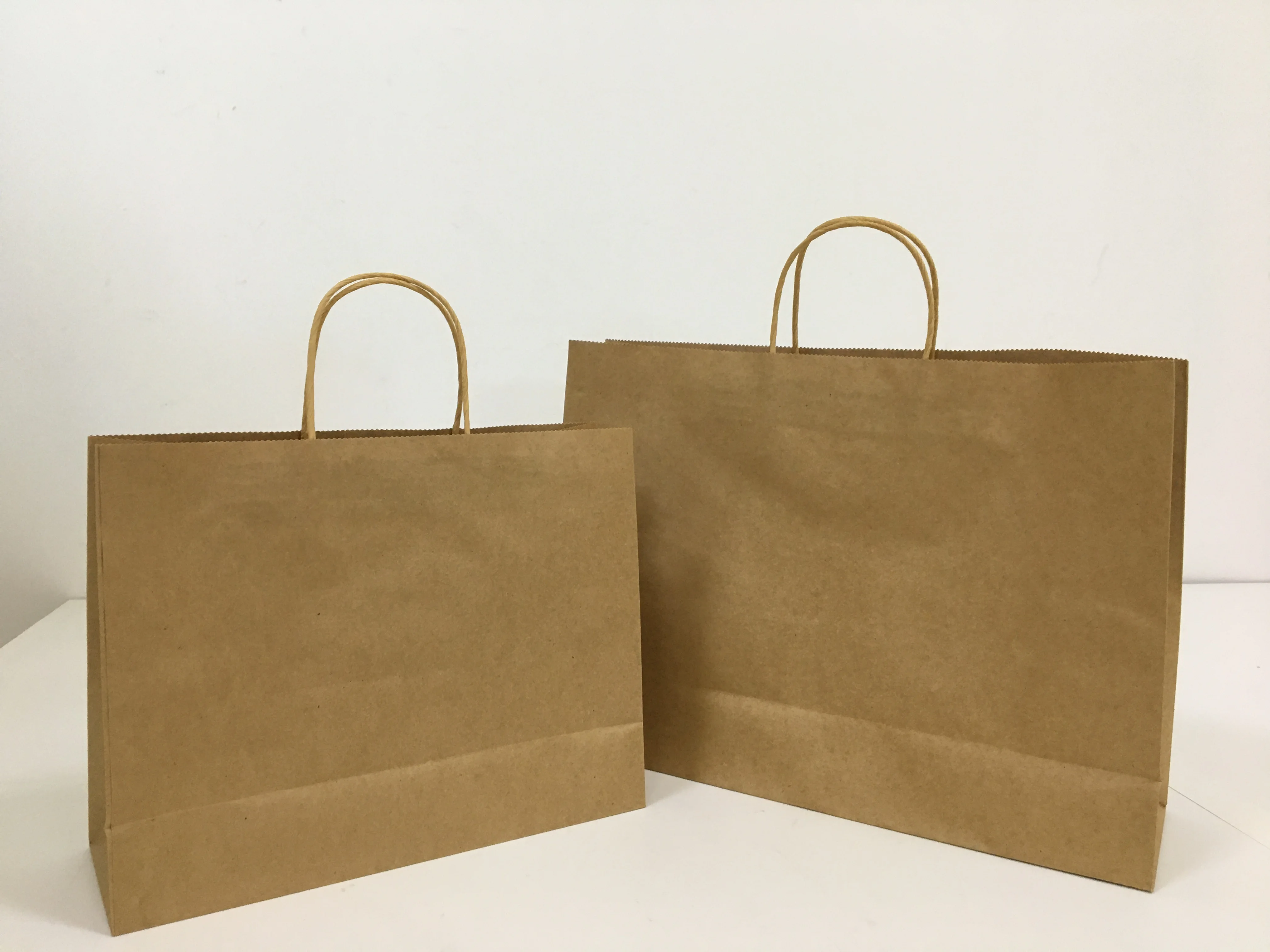 Factory Full color printed White And Brown Kraft Paper Twisted Handle Shopping Carrier Bag With Logo Printed