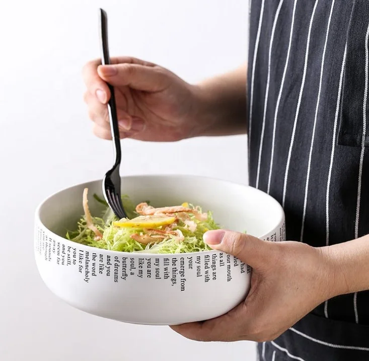 
Creative English alphabet ceramic matte cutlery dishes home rice bowl dishes Western dishes fish plate 