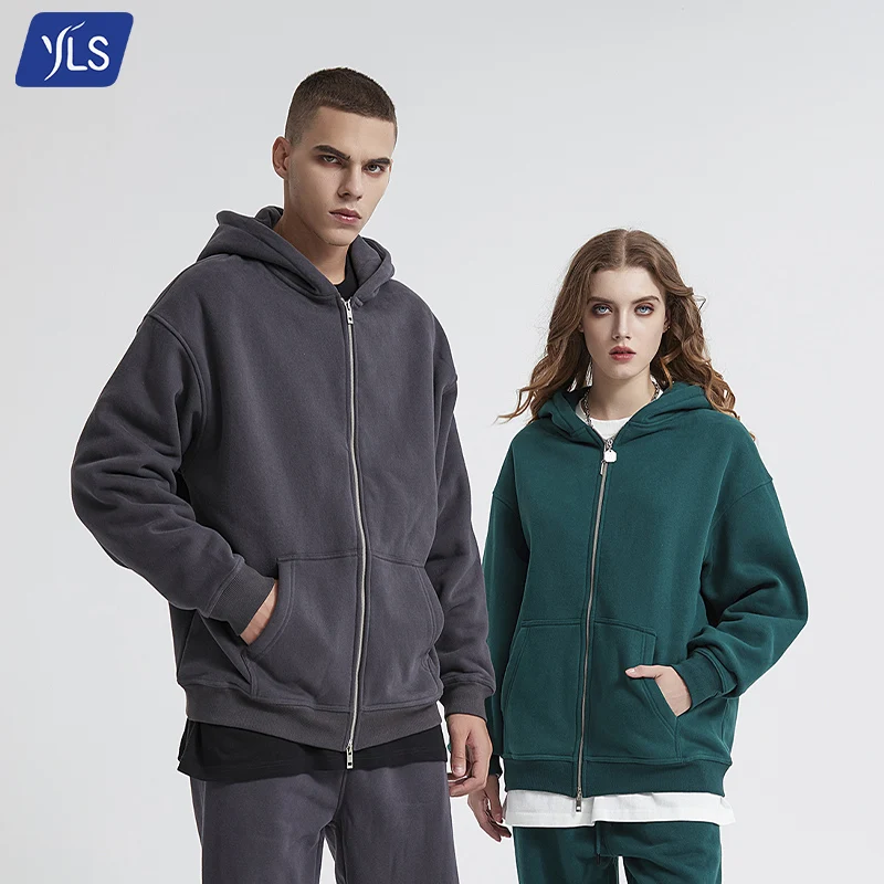 YLS 2022 Wholesale Designer High Quality Oversize Hoodie 360Gsm Zip Up Blank Polar Fleece Men Hoodies