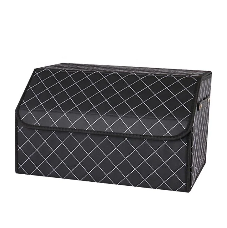 Foldable leather car trunk organizer
