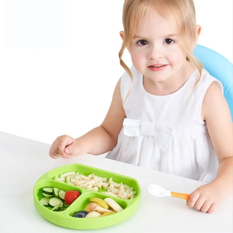 Baby Dinner Placemat Silicone Feeding Divided Plate  Bowl Placemats Plate  with Suction Highchair Trays