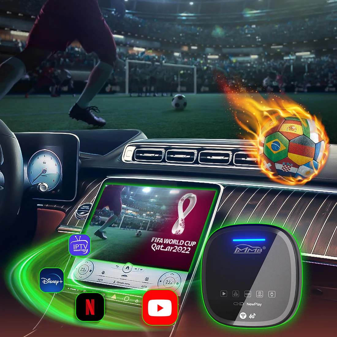 JoyeAuto MMB мультимедийный видео ai box android 10,0 carplay usb-ключ беспроводной usb-адаптер 4 Гб + 64 Гб Airplay mirror link