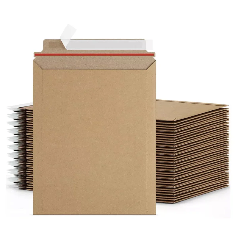 Wholesale Custom Recyclable Brown Kraft Paper Cardboard Mailer Envelope Printing Document Photo Rigid Mailing Envelopes