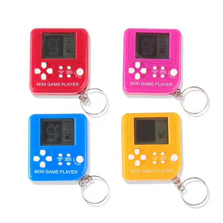 Creative mini classic game machine keychain children handheld retro nostalgic game with key ring 26 game gift
