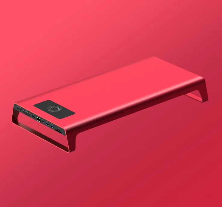 
HKK - Type C notebook stand with wireless charger + H D M I+ VGA +Lan +USB 3.0*2+Type C*2+SD+micro SD 