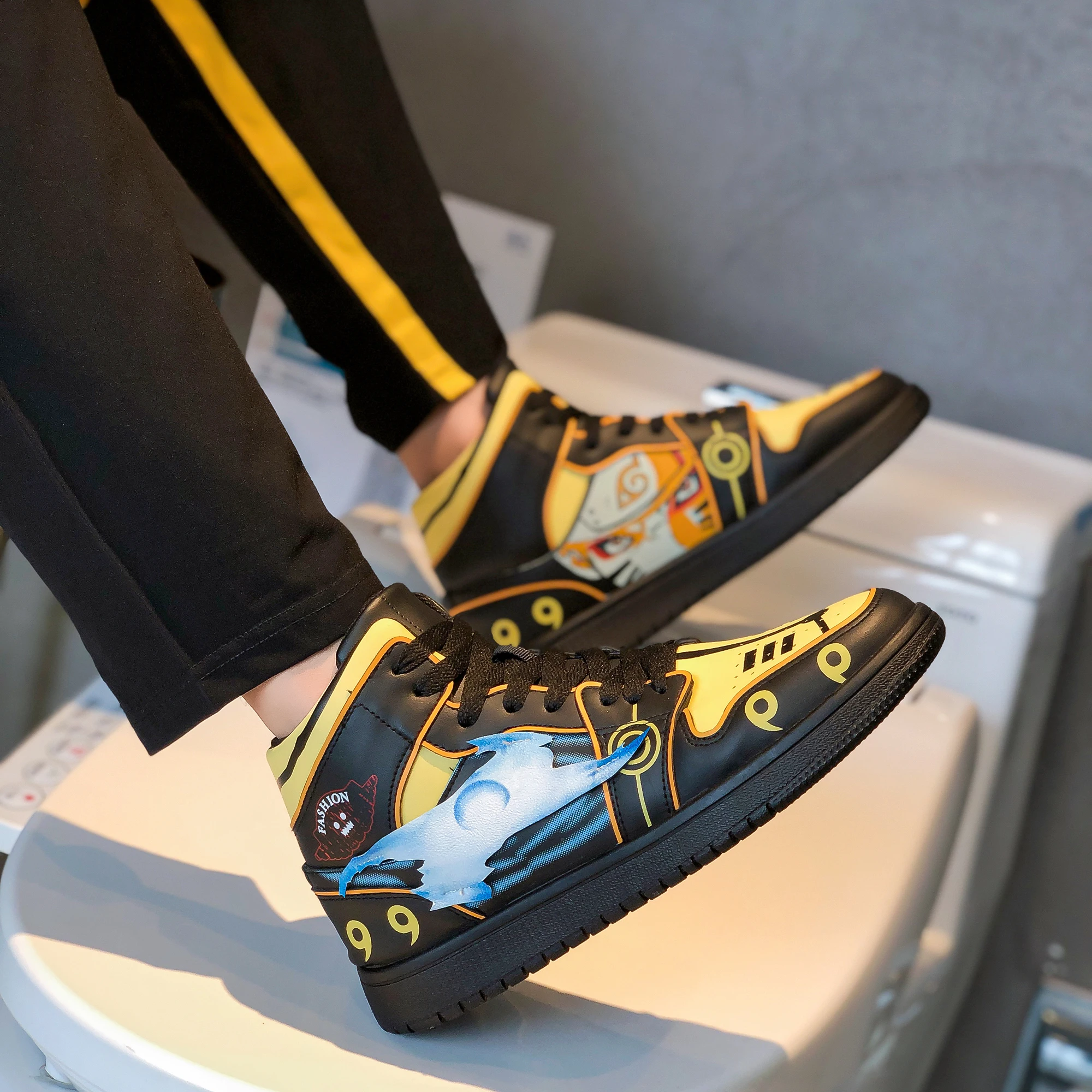 Hot Sale Casual Men Sneakers High-top Anime Shoes For Men Naruto 3D Men Skateboard Shoes Breathable Hard-wearing