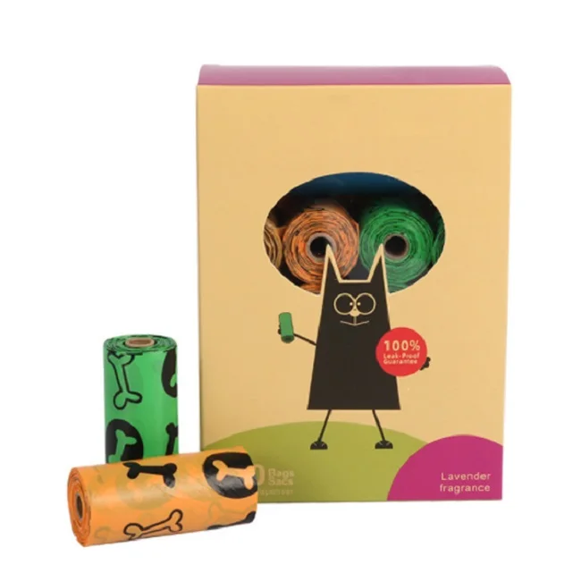 Custom LOGO 100% Degradable Biodegradable Cornstarch Compostable Plastic Garbage Bag Dog Poop Dog Waste Poop Bag Pet