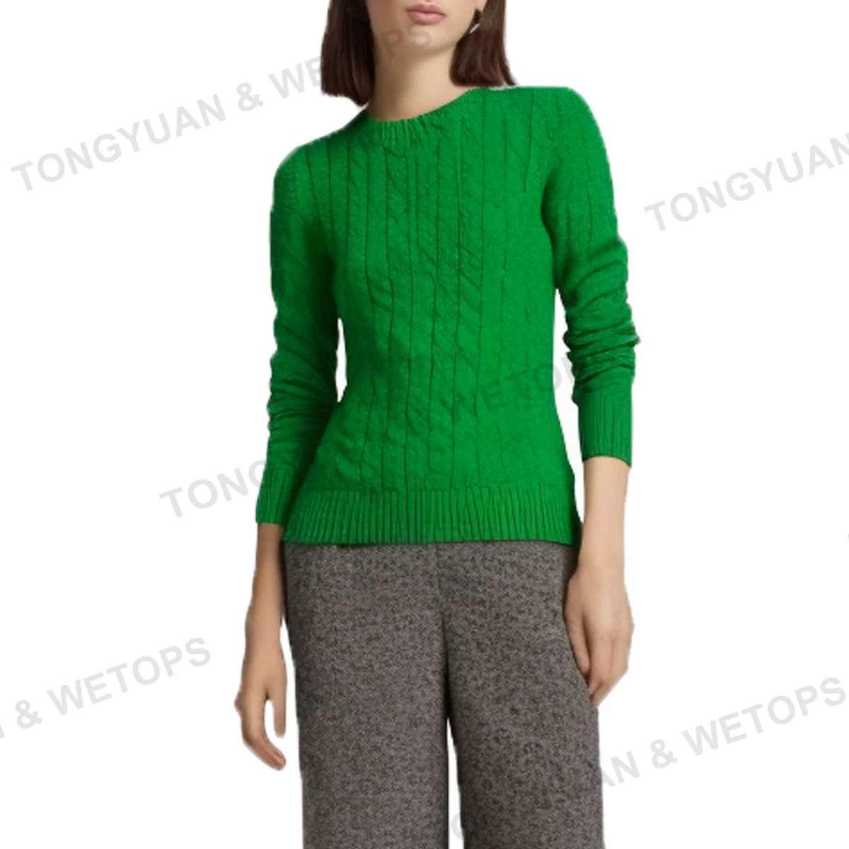 Sweater Manufacturers Factory Custom Knit Greek Chunky Cable Pullover Women Sweater Plus Size Cotton Acrylic Knitwear Clothing