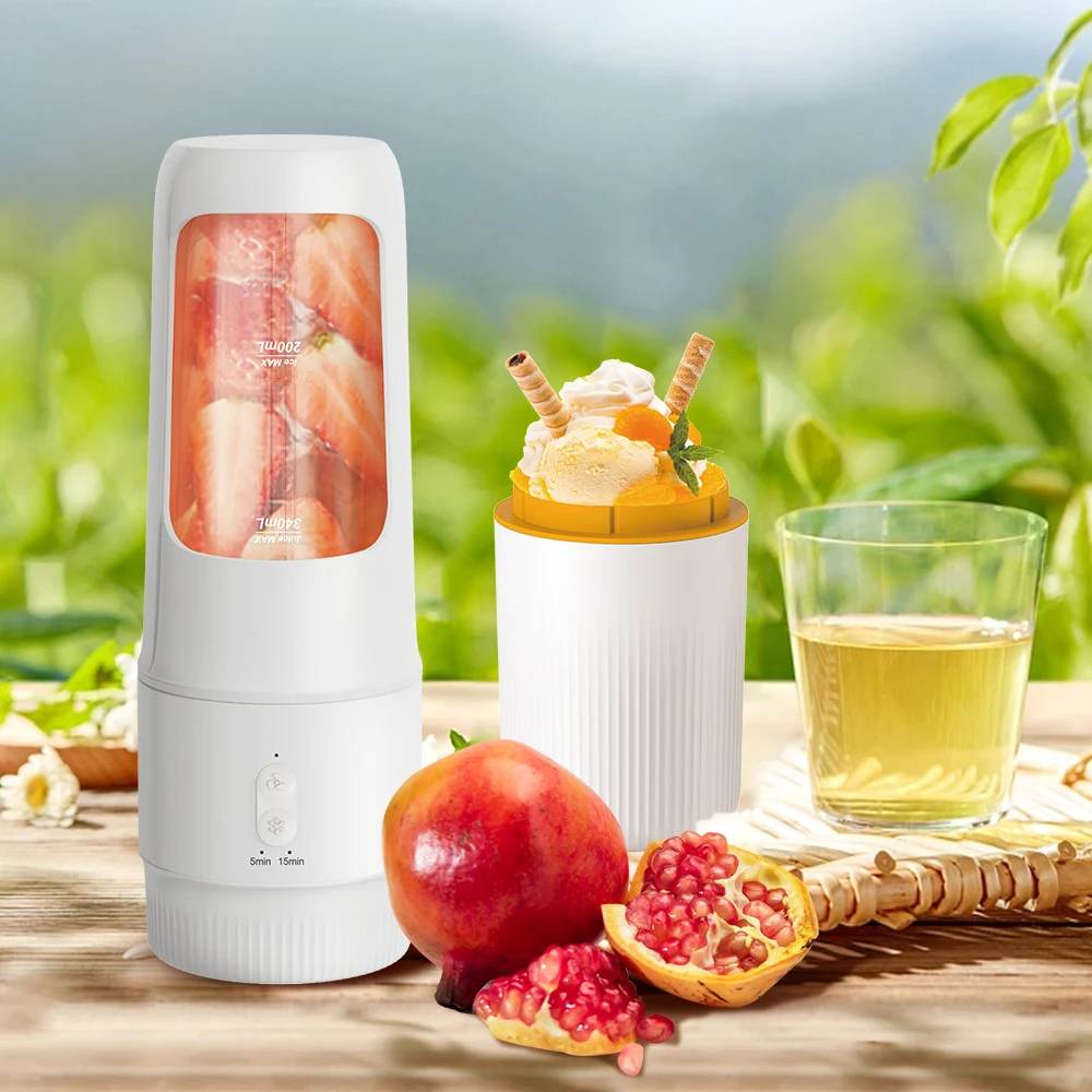 Double Head Design for Exquisite Juicing & Slow Stirring Blender for Shakes and Smoothies with Ice-Cream Machine Function