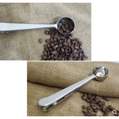 WDD542 Home Use Milk Powder Flavoring Measuring Scoop Portable Fruit Spoons Stainless Steel Coffee Sealing Clip Measuring Spoon