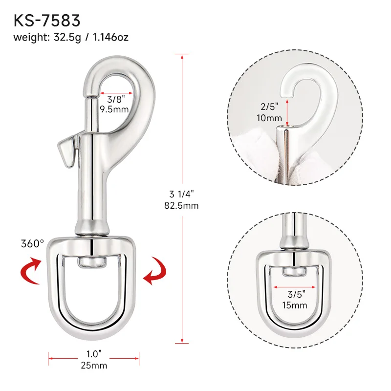 Wholesale Heavy Duty Strong Dog Leash Snap Hook 3/5 Inch Metal Dog Collar Clasp 15mm Dog Leash Hook Swivel Snap Clasp