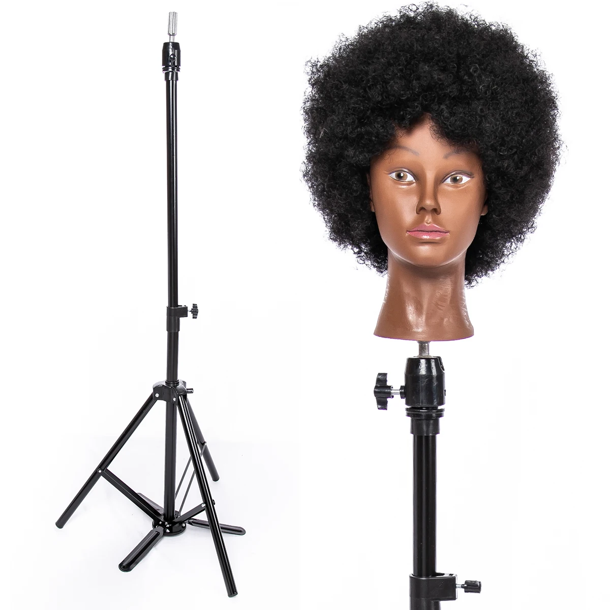 Factory wholesale Hairdressing Training Canvas Block Head Stand Metal Mannequin Head Stand Adjustable Wig Stand Tripod For