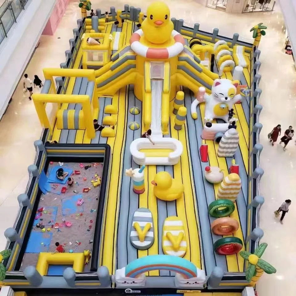 Large inflatable bouncy with bouncer jump castle with air for kids play park Little Yellow Duck Naughty Castle