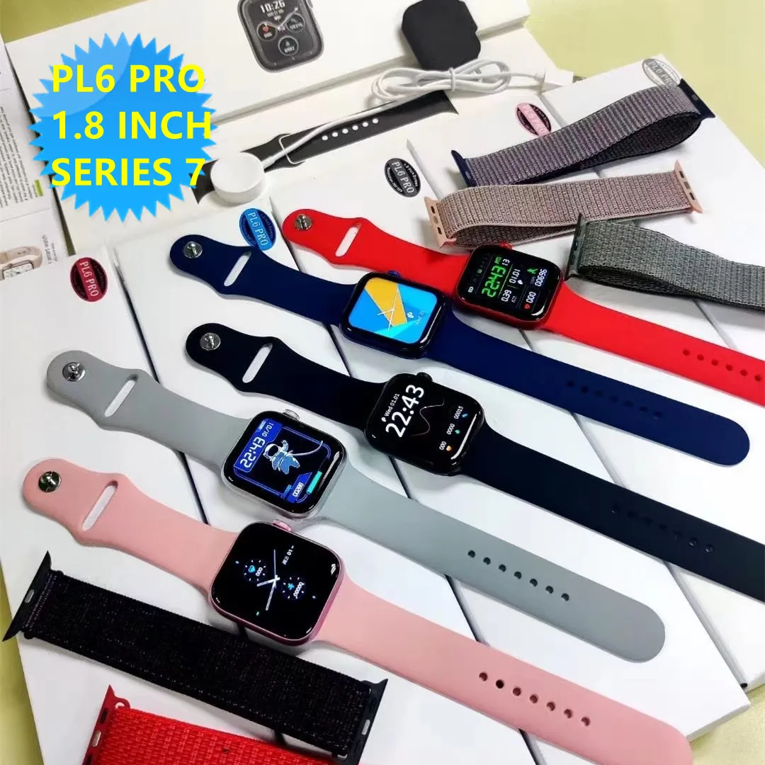 
factory wholesale china smart watch pl6 pro series7 smart watch touch screen 1.8 inch body temperature watch smart wristband 