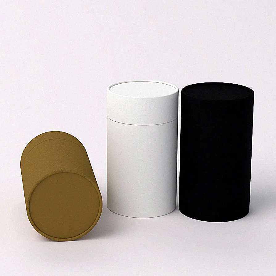 Custom Biodegradable Cylinder Food Paper Cardboard tube packaging Premium Tea Canister Tube Box Packaging for Loose Tea Package