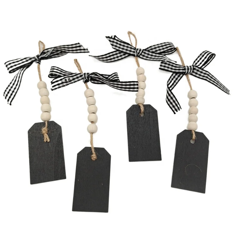 Rustic style wooden beads mini chalkboard signs hanging chalkboard tags