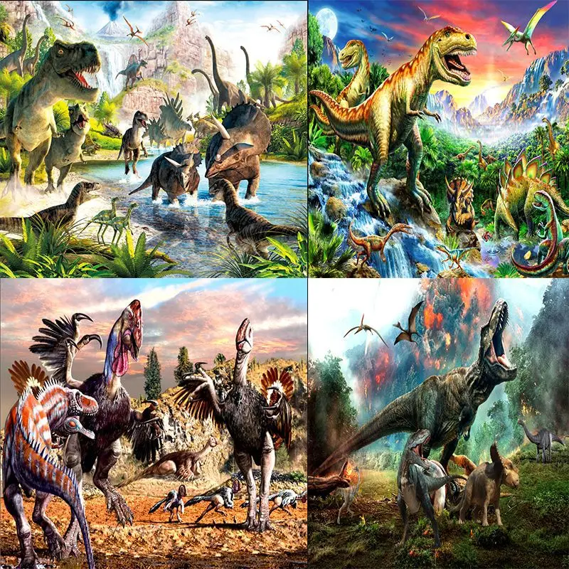 1000 PCS Animals Painting Paper Cardboard Puzzle Toys Jurassic Dinosaur Shape Jigsaw Puzzle Game