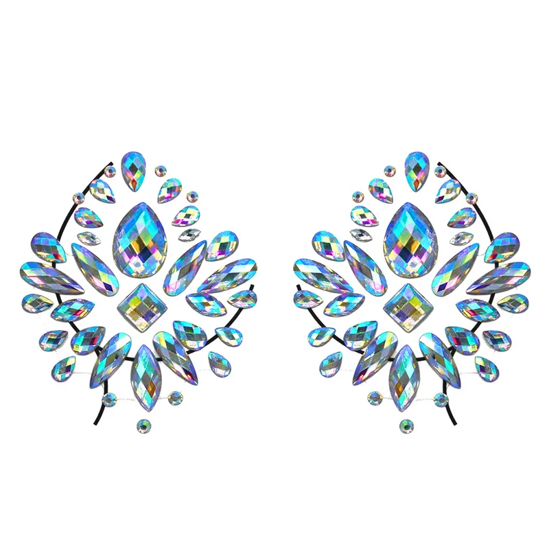 Sexy Chest Jewels Temporary Tattoo Sticker 3D Stage Rhinestone Flash Tattoo Adhesive Face Jewel Chest Gem Body Paint