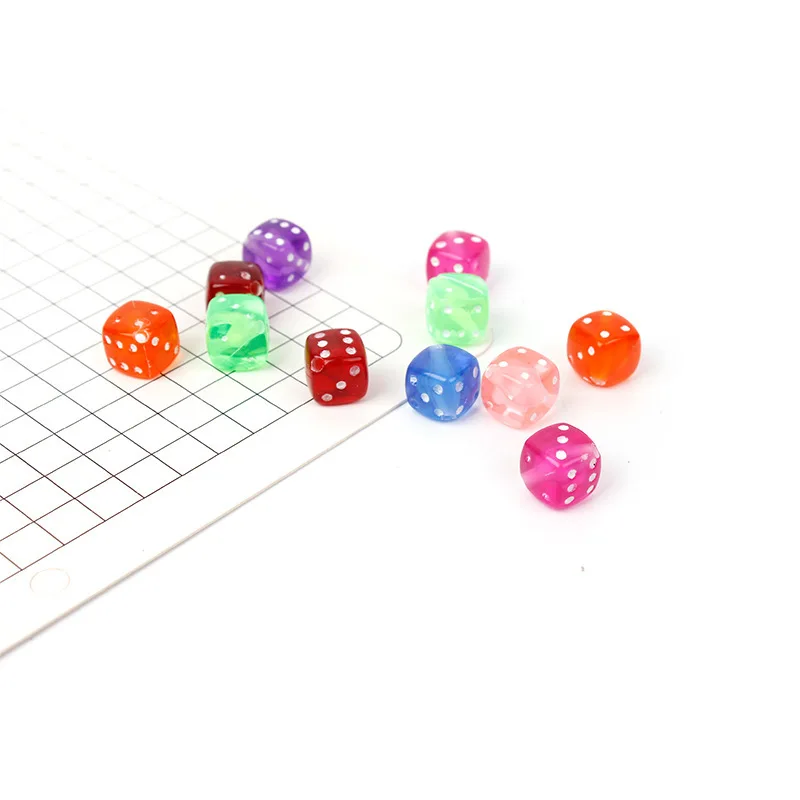 9MM Mixed Transparent Colorful Acrylic Dice Beads Game Tiny Dice Cube Beads For DIY Jewelry Making