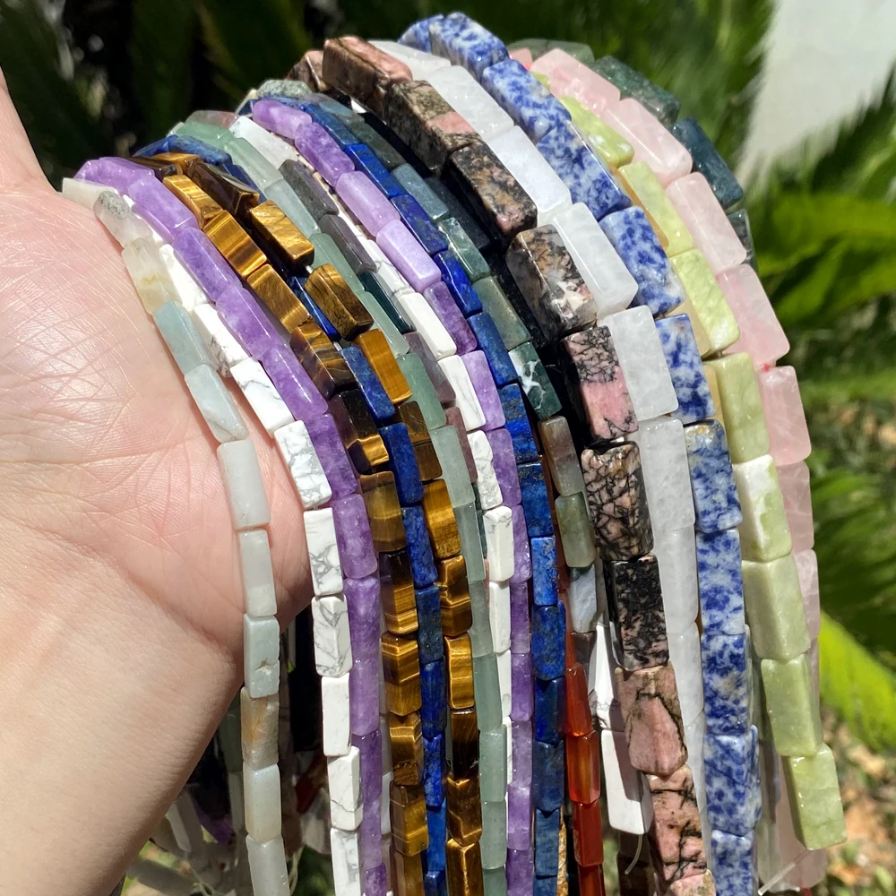 Factory Price Natural Stone  Cuboid Amethyst Tiger Eyes  Beads For Jewelry Making DIY Bracelet Necklace Accessories