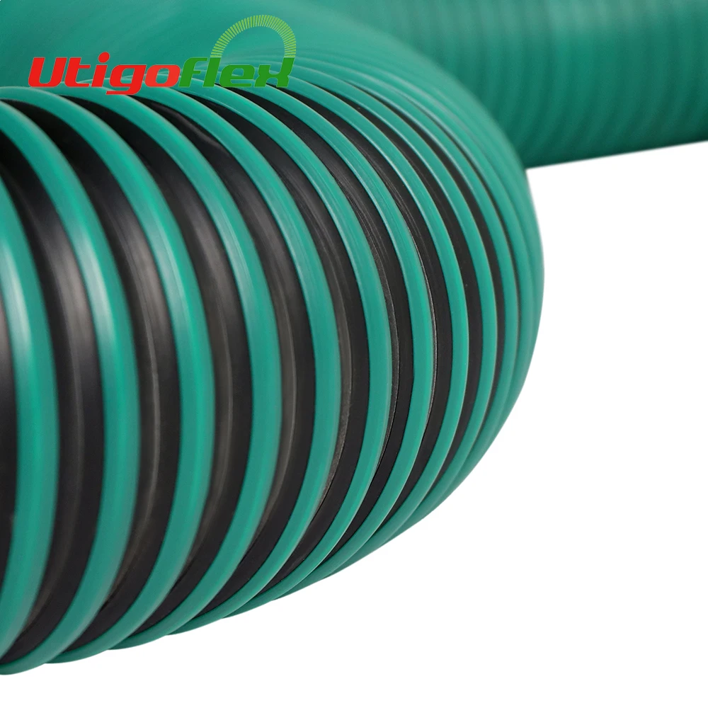 Flexible TPR duct hose with green stripe in good abrasion resistance