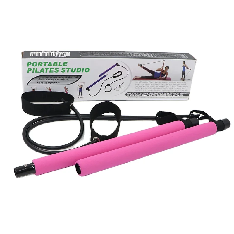 Pilates Bar Kit with Resistance Band Portable Yoga Pilates Stick 8 Shape Chest Rally Pull Rope Muscle Toning Bar Home Gym