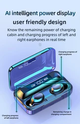 F9 TWS Wireless Earphones 5.0 headphone Earbuds Stereo Sport Headset with 2000mAh LED Power Bank for smart phone