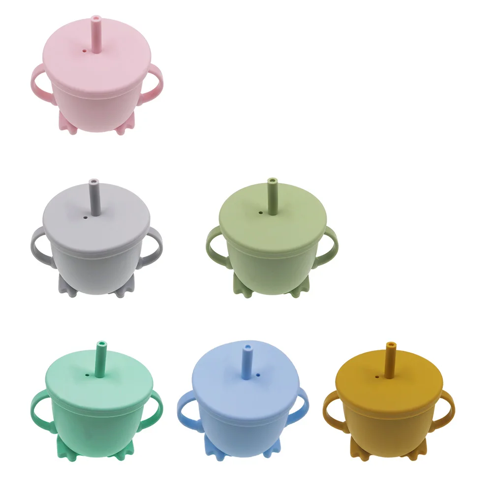 Kovict Wholesale Toddler Bottles Custom Baby Straw Cup BPA Free Silicone Food Grade Baby Cup Feeding Straw Cup