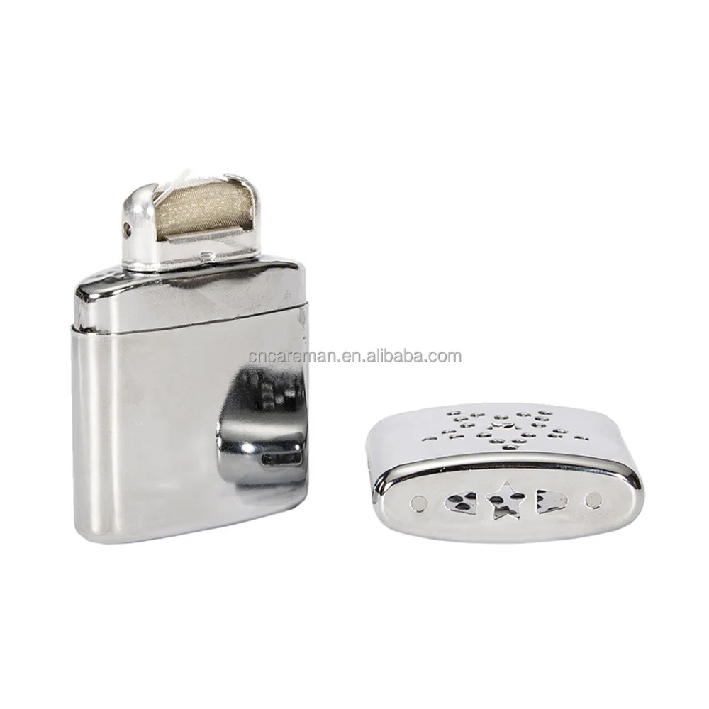 Vintage Five-pointed Star Pattern Pocket Hand Warmer, Lighter Fluid Oil Handwarmer Ultralight Fishing Pentacle Pentagram Silver