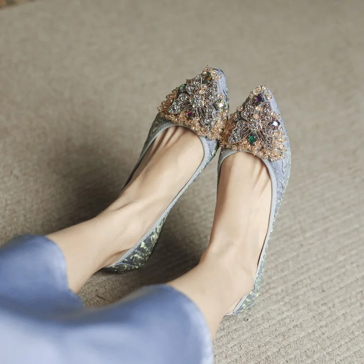 Size 35-45 Luxury Shiny Satin Flats Pointed Toe Dress Pumps Women Ballerina Flat Shoes For Wedding Party Loafers