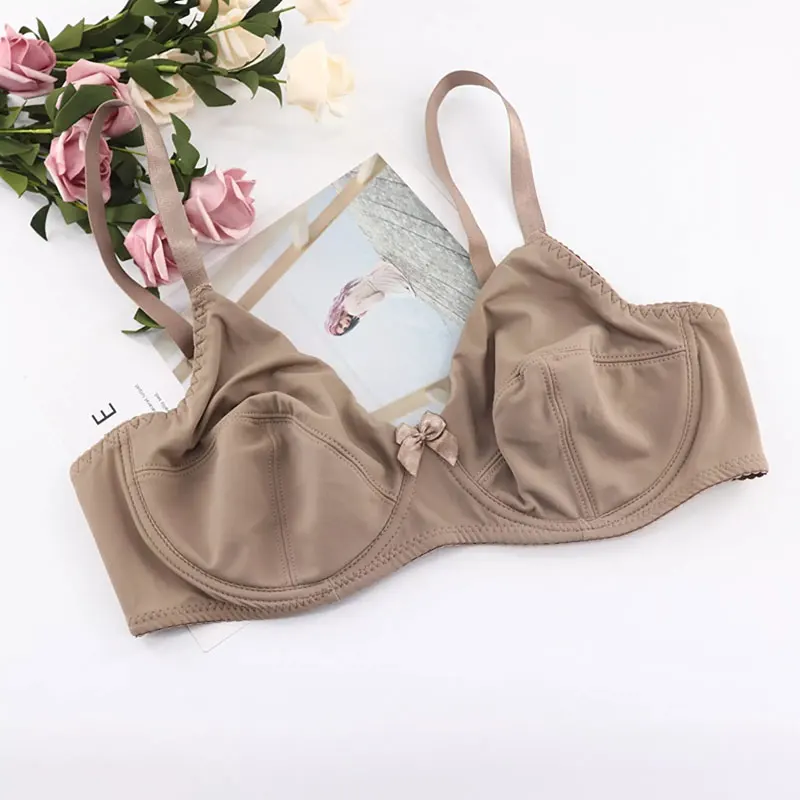 Women Comfort Bras V-neck Full Coverage No Padding Underwire Minimizer Bra C D Cup Unline Plus Size 36D 38D 40D 42D Bra