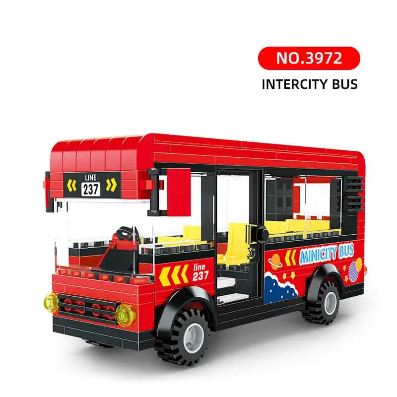 3972 Transportation Series Double-decker Bus School Sightseeing Bus Block Sets Building Block for Children Christmas