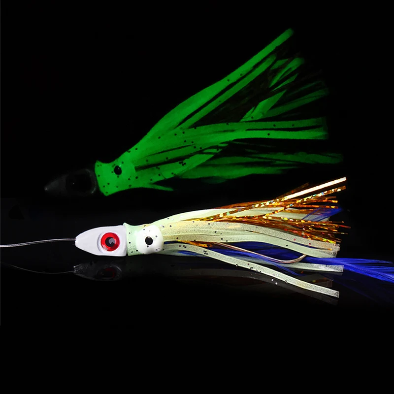 WEIHE S#/M#/L# Octopus Fishing Bait Soft Fishing Lures Lead Head Octopus Baits With Skirt Feather Silk