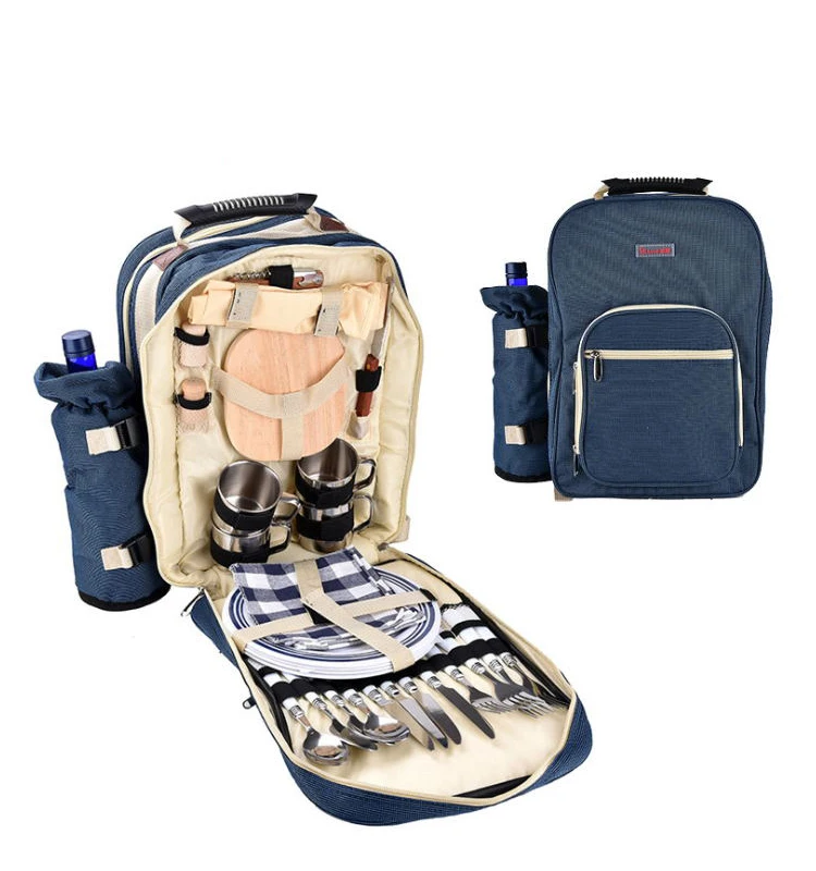 Уличные сумки для пикника большой семейный рюкзак отдыха на открытом воздухе кемпинга четыре предмета квадратный комплект с мешком вина и