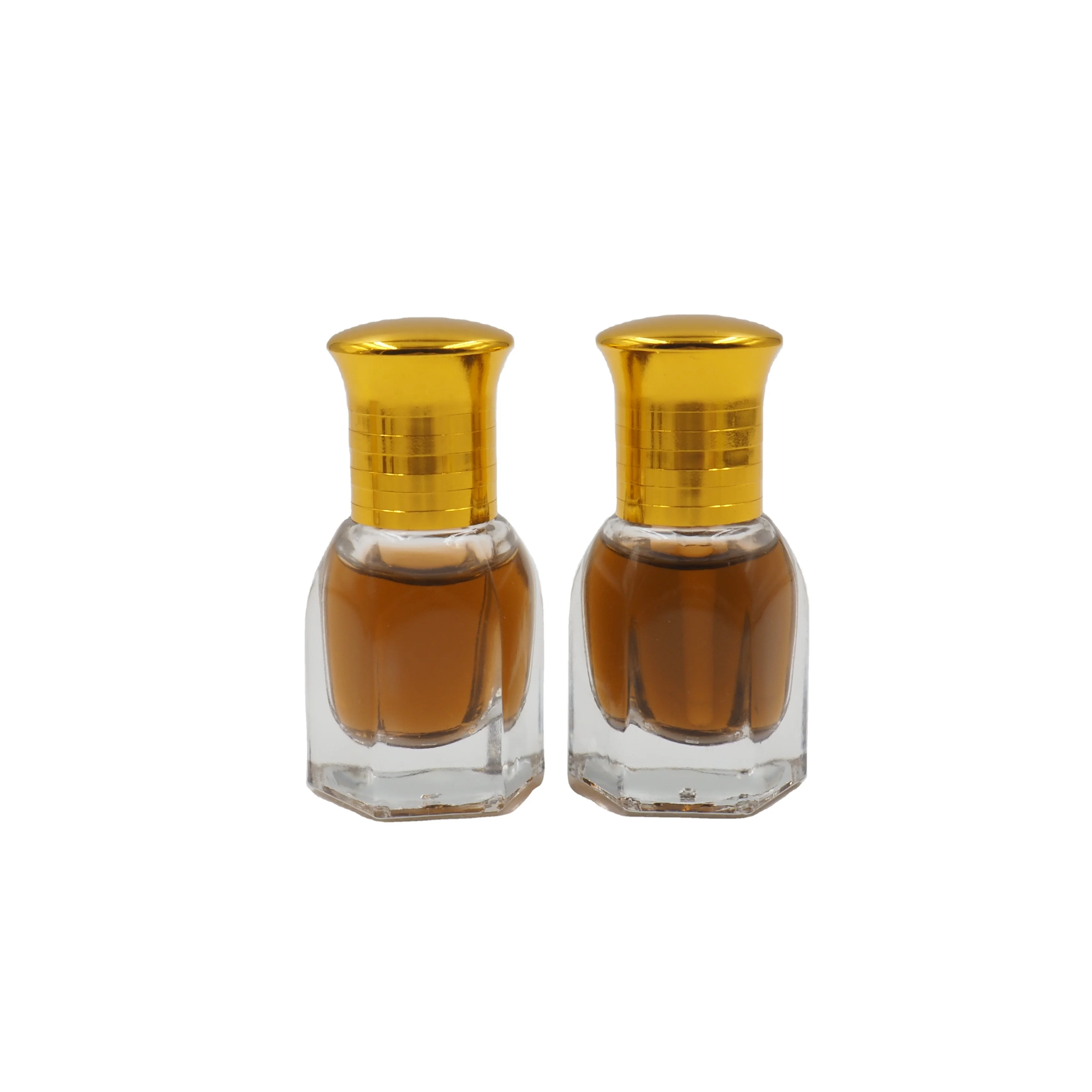 Wholesale 3ml 6ml 12ml Custom Logo Oud Oil Hexagon Fancy Attar Tola Glass Bottle for OUD Oil