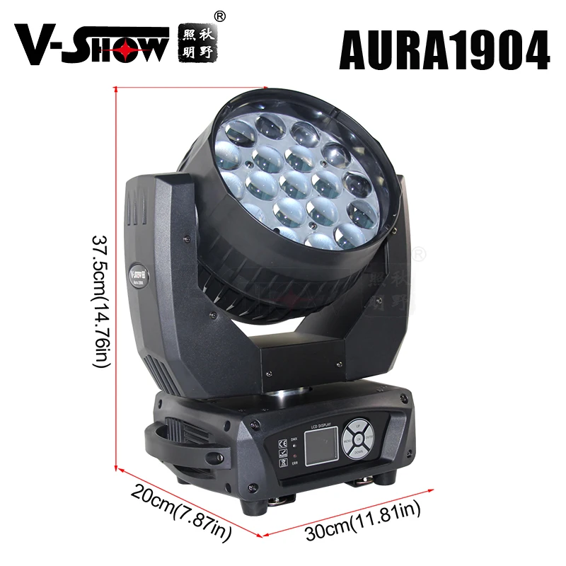 VSHOW Aura1915 stage lighting 19pcs rgbw 4in1 led wash moving head zoom for stage club