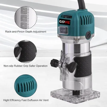New 800W 6 Speeds Adjustable Electric Hand Woodworking Trimmer Palm Router kit