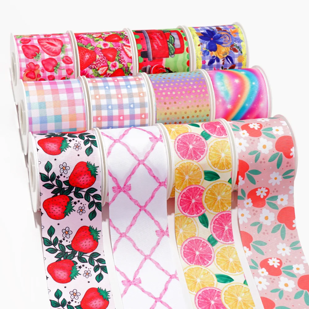 Wholesale Christmas Gift Decoration Ribbon Holiday Supplies Fruit Print Christmas Webbing