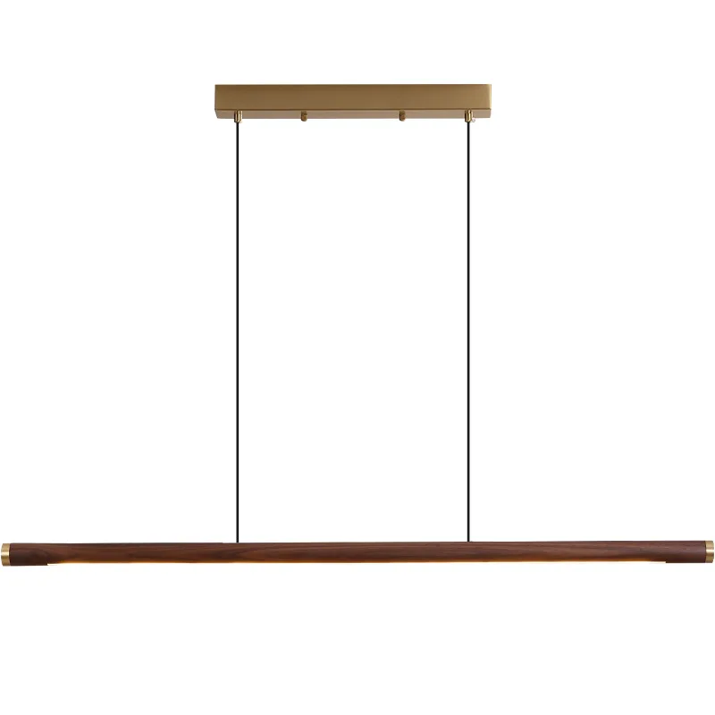 New Chinese Restaurant Chandelier Modern Minimalist Walnut All Copper Tea Room Long Lamps Minimalist Light Luxury Bar Chandelier
