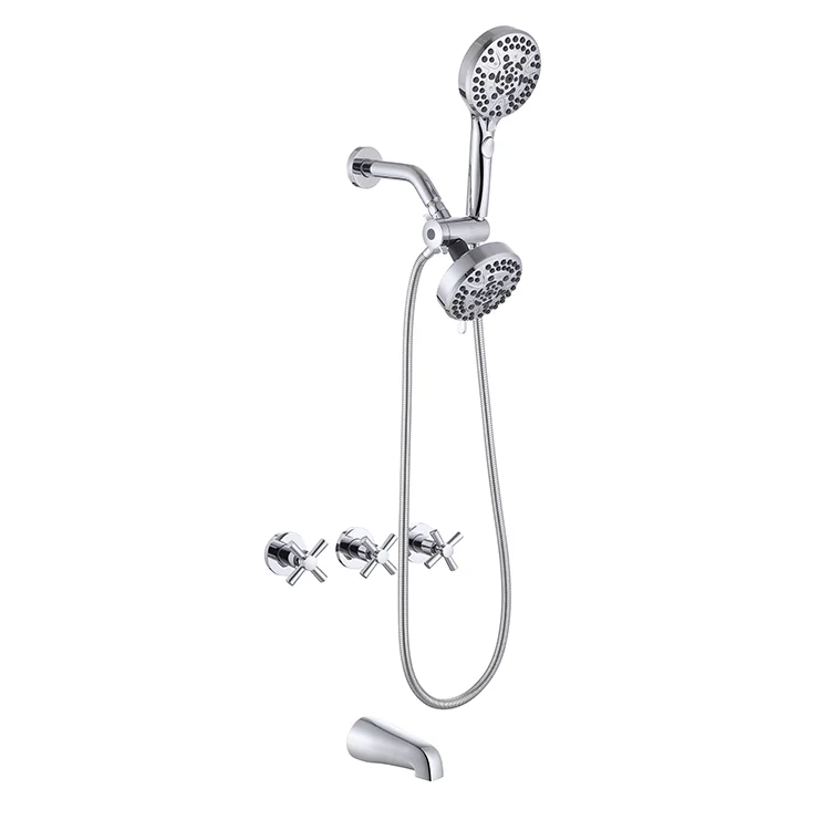 Multifunctional Traditional Style Single Handle Home Spa Set Brass Hand Showerhead Rain Jet Spray Pattern Polished Chrome Tub