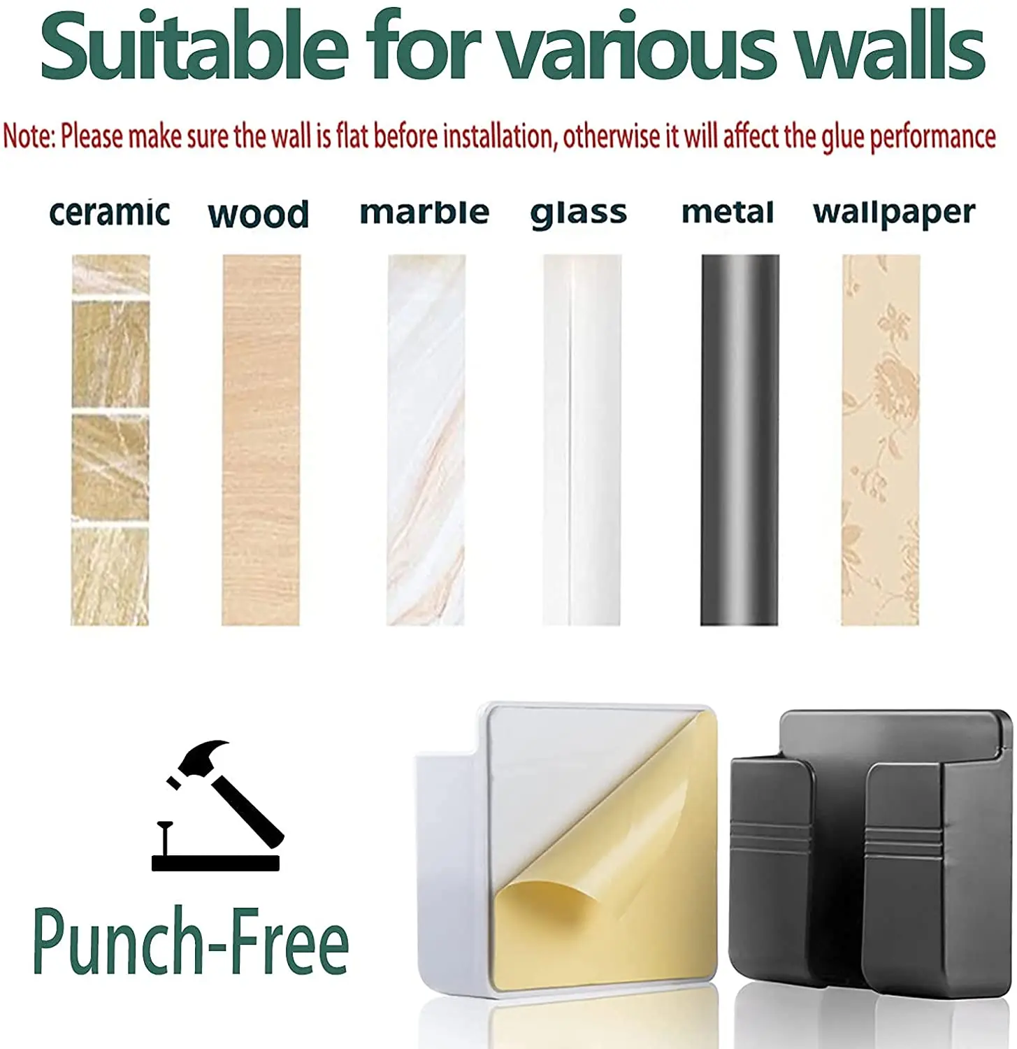 Accept Custom Super Sturdy Durable Cellphone Wall Mount Adhesive Mobile Phone Wall Charger Holder for Shower/Charging