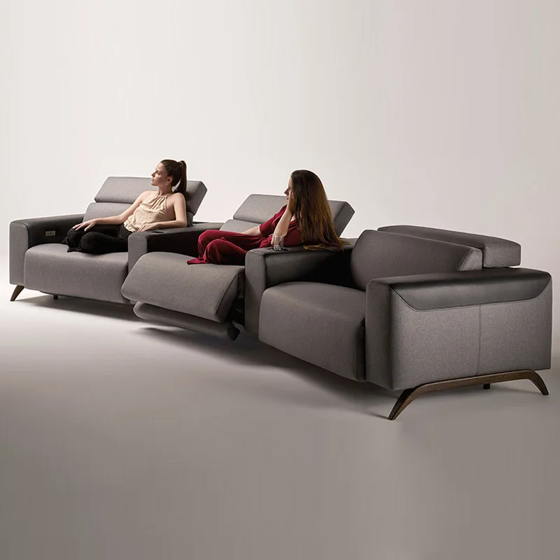 Modern Leather Recliner Sofa 3 Places Electrique Luxury Cinema Reclining Chair Electric Home Theater Room Furniture Set